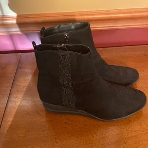 Anne Klein Sport Black Suede Boots with Beaded Detail Size 8